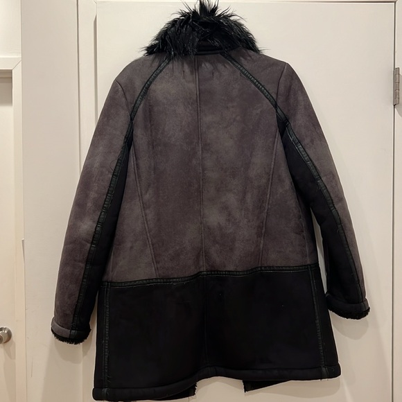 T Tahari shearling faux fur collar coat Zara mango free people Anthropologie H&M - Picture 7 of 8